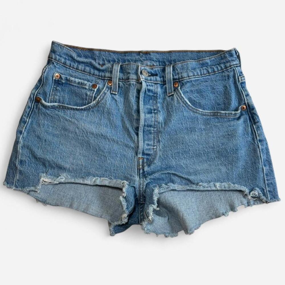 Levi's 501 Women W30 Blue Denim Shorts Casual Everyday Summer